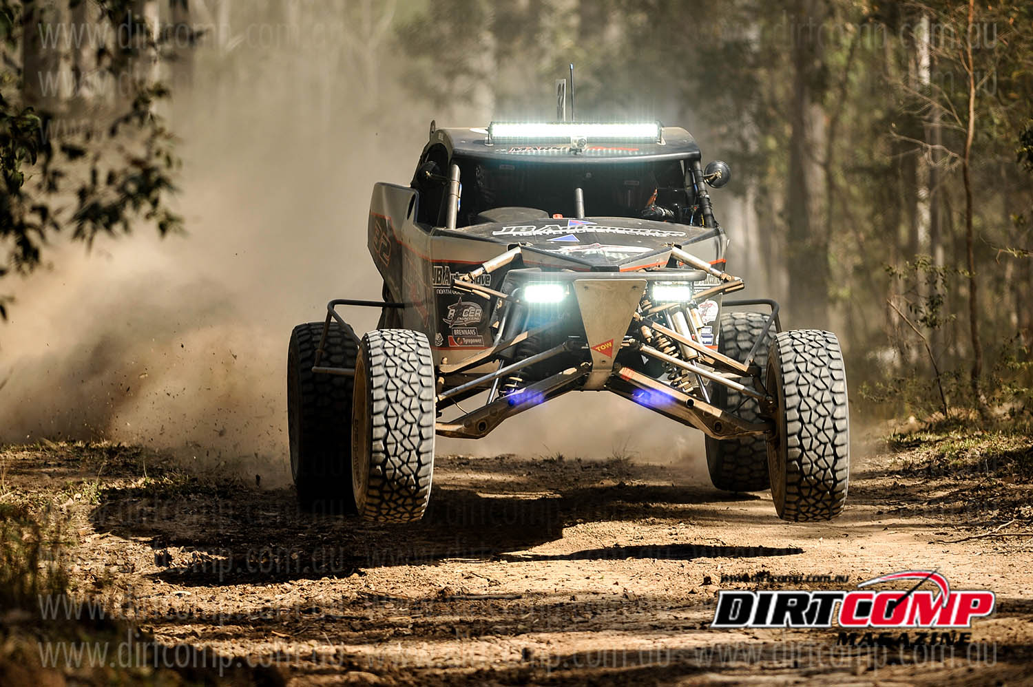 Michael Marson launching his Ford V8 powered Racer Pro-Buggy through the Coffs Forest in 2013