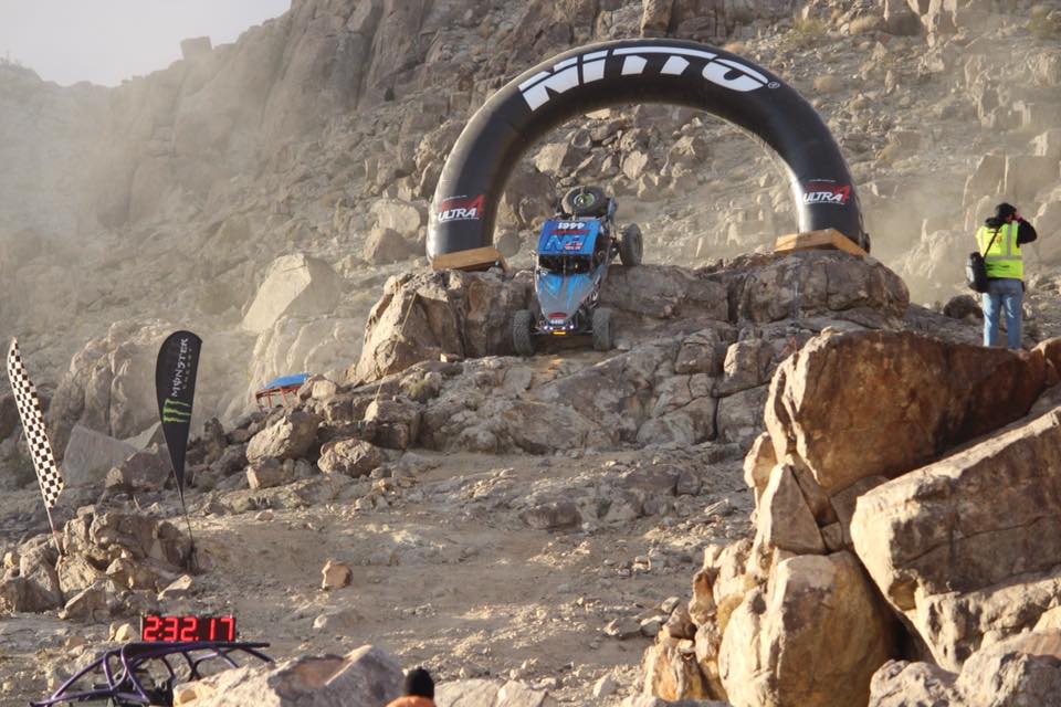 Napier cresting the huge Nitto Waterfall during qualifying at King of the Hammers. Photo thanks to Caryn Brincat