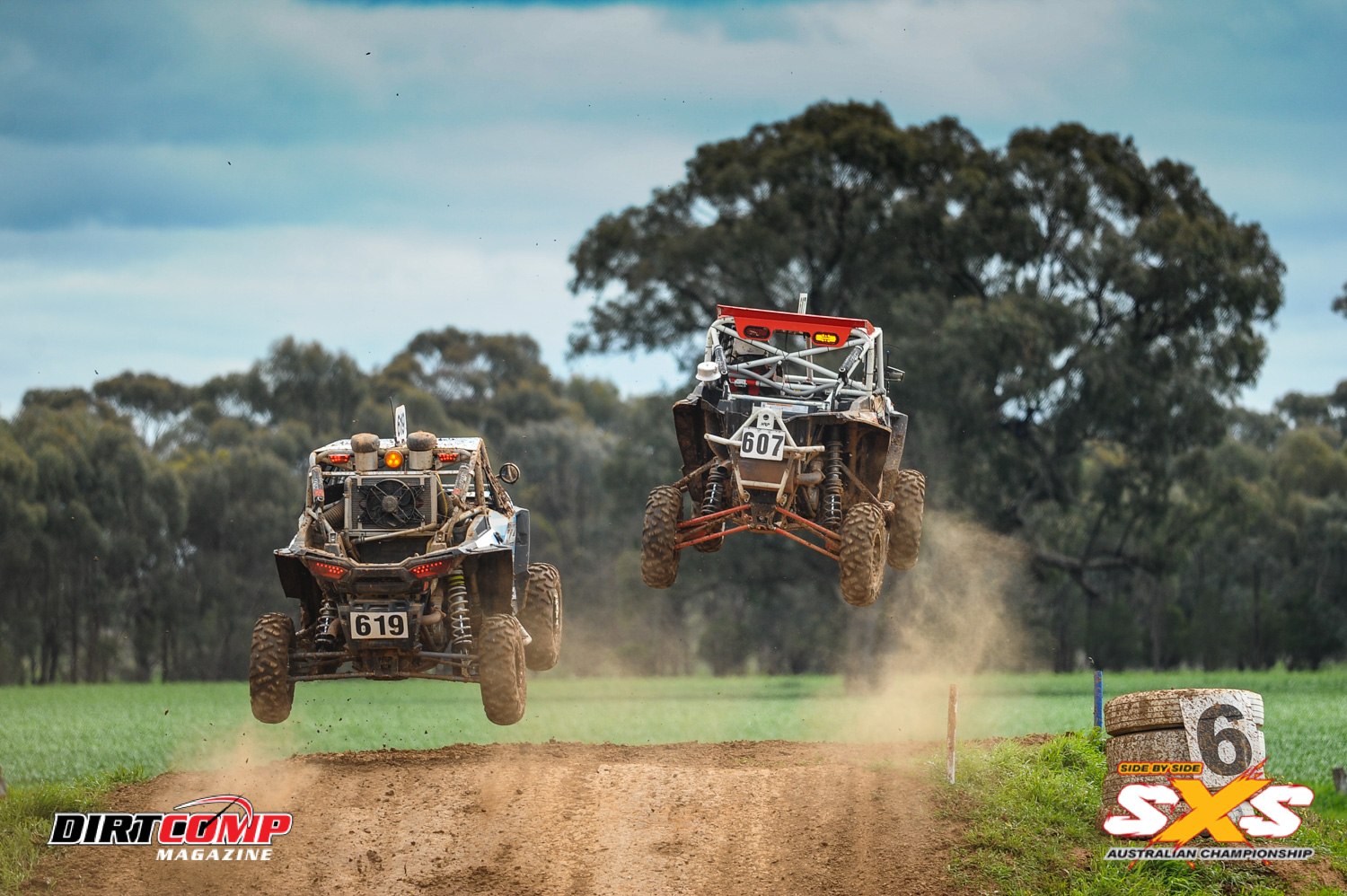 Crocker and Weissel going toe to toe in their Polaris RZR Turbo SXS's